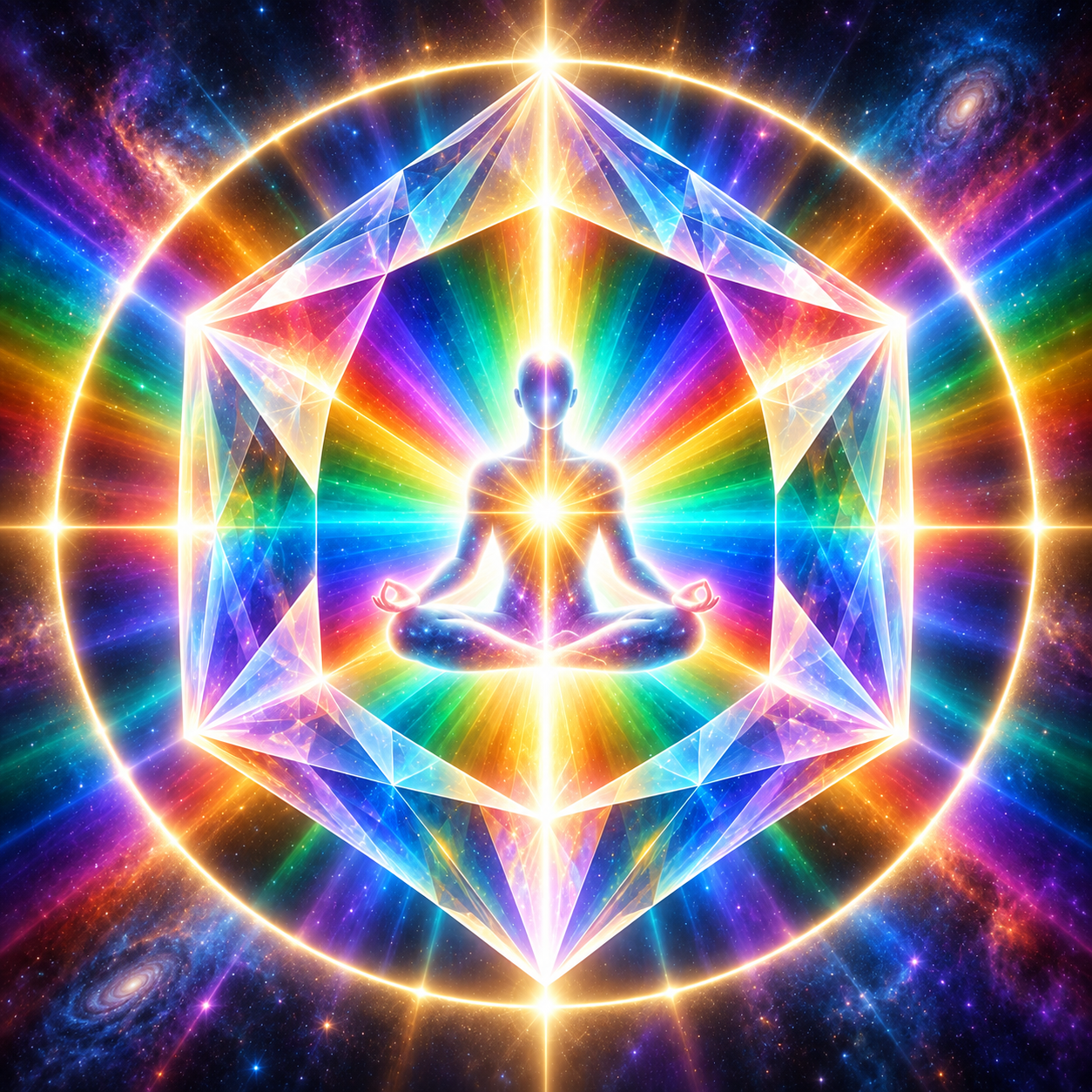 Global Peace Treaty cosmic rainbow meditation emblem